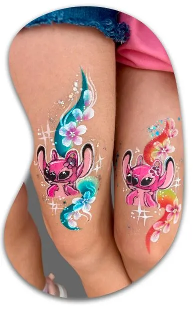 Dise&ntilde;o de Stitch pintado en la pierna