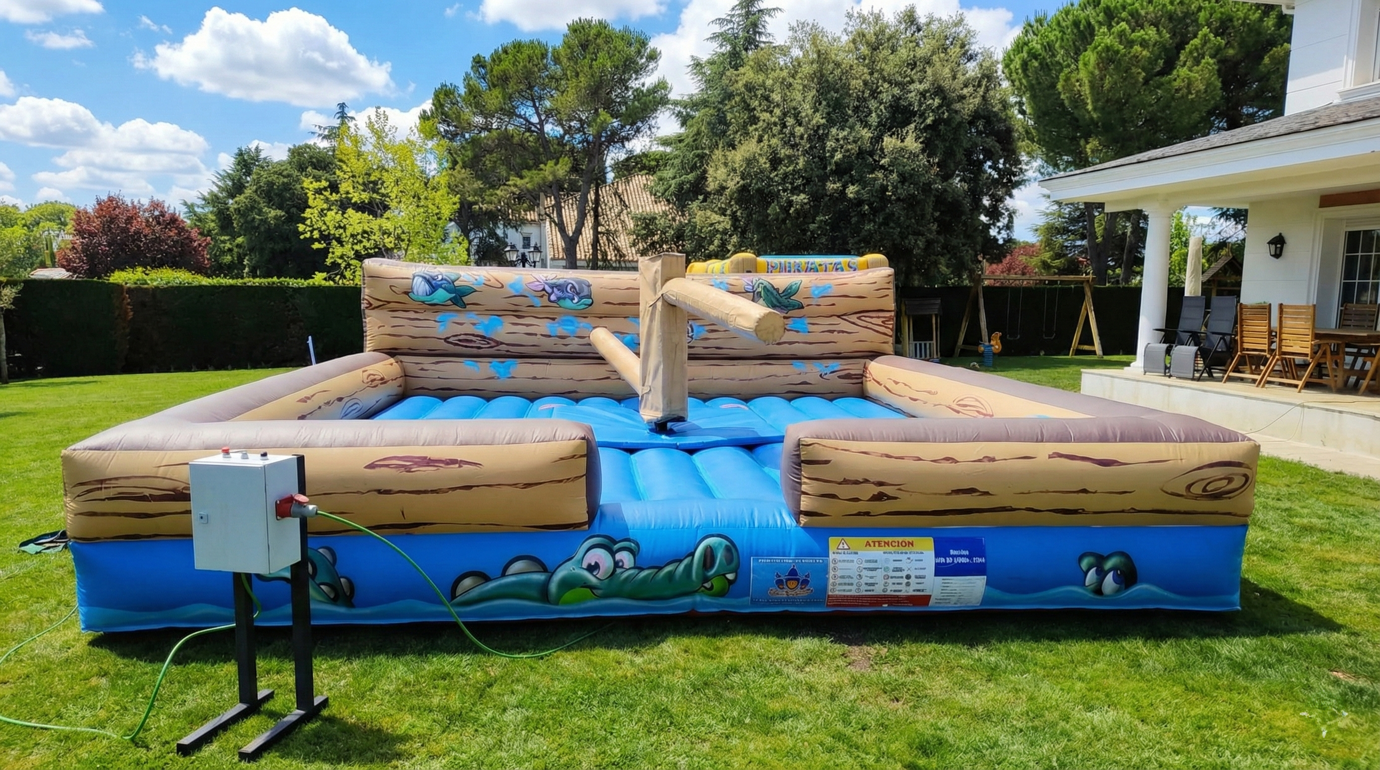 Barredera mec&aacute;nica wipeout instalada para evento en la Comunidad de Madrid