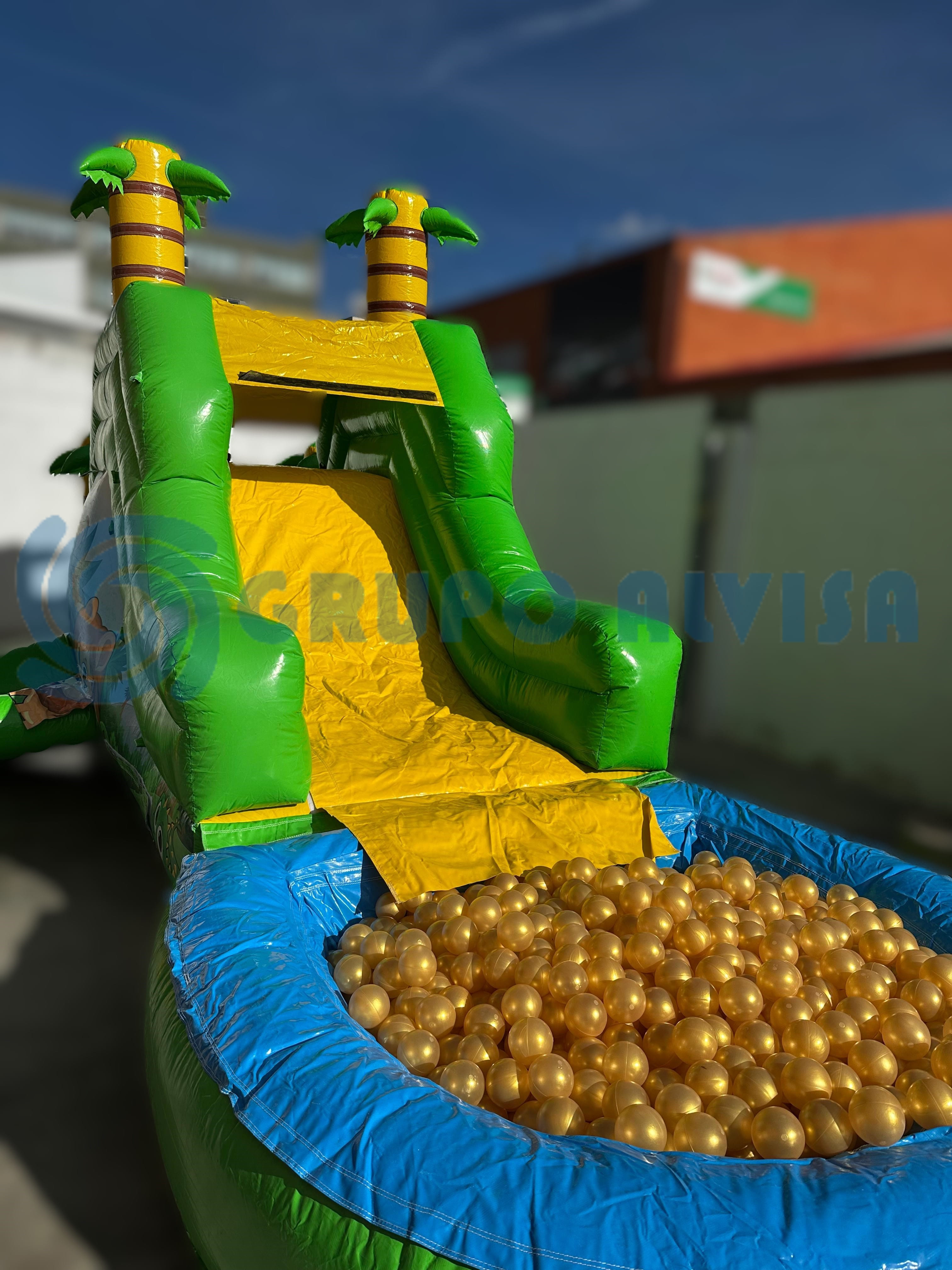 CASTILLO HINCHABLE TOBOGAN WATER JUNGLA - BOLAS